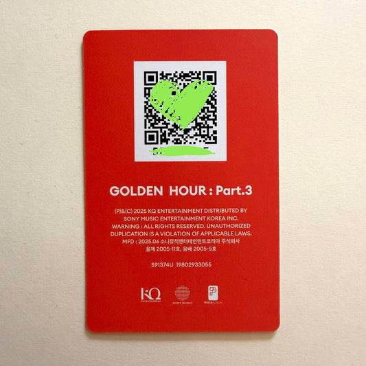 Official ATEEZ Hongjoong GOLDEN HOUR Part.3 Set 2 QR album photocard back