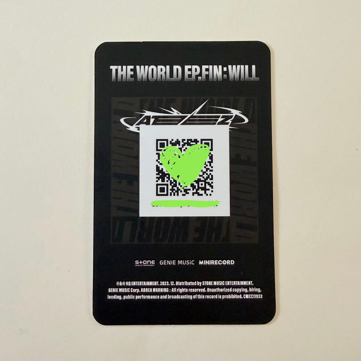 ATEEZ San THE WORLD EP.FIN : WILL Platform Ver. Official Album QR Photocard - Ginger RootPhotocard