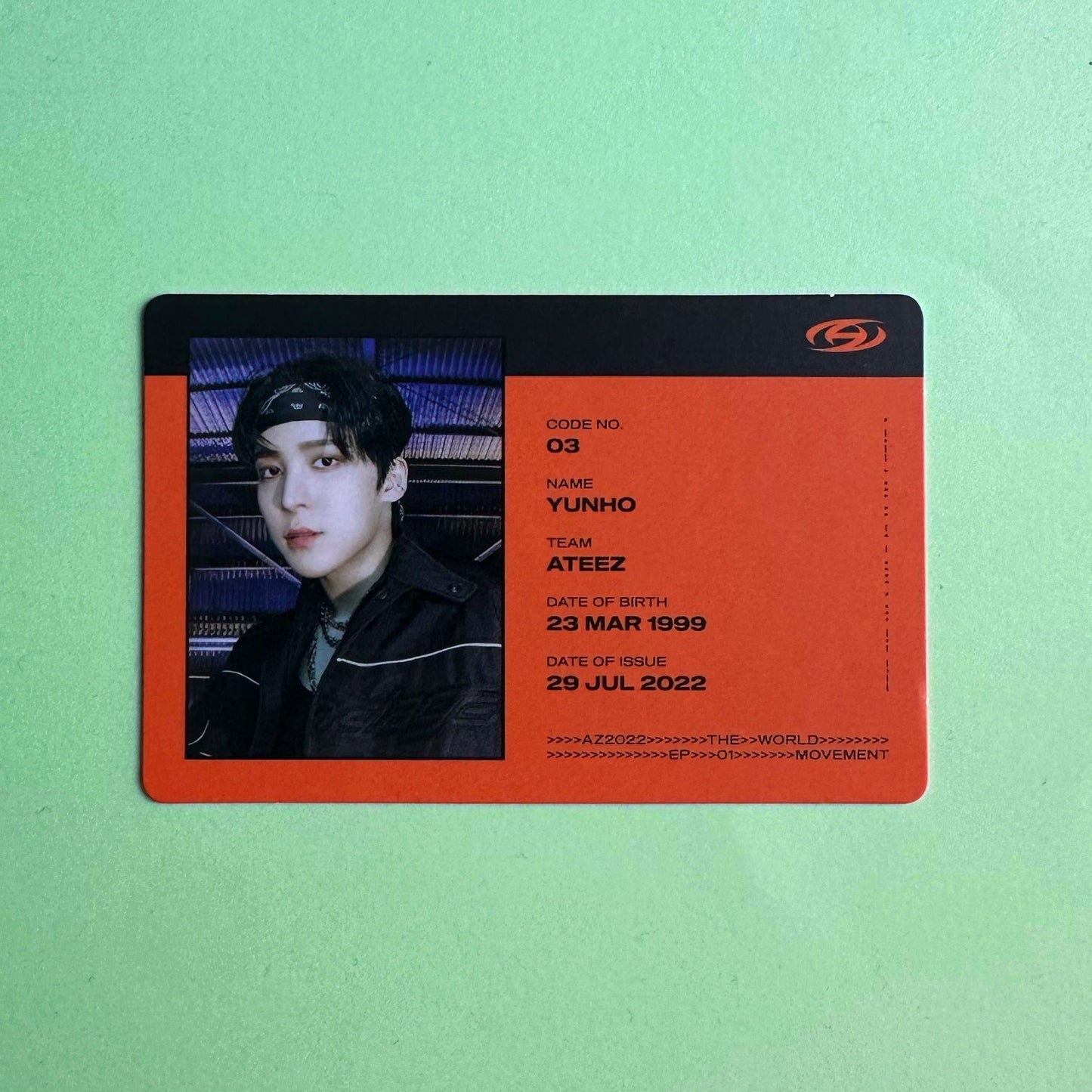 Ateez - Yunho - The World EP1: Movement - Ver Z - ID Photocard - Ginger RootPhotocard
