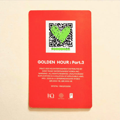 Official ATEEZ Hongjoong GOLDEN HOUR Part.3 Set 1 QR album photocard back
