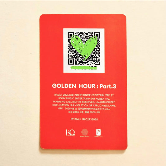 Official ATEEZ Hongjoong GOLDEN HOUR Part.3 Set 1 QR album photocard back