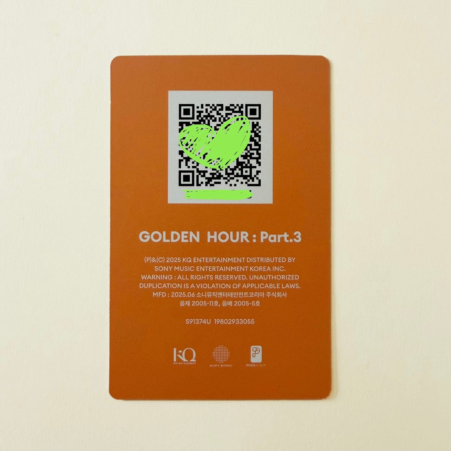 ATEEZ Yeosang GOLDEN HOUR : Part.3 QR Album Official Photocard - Ginger RootPhotocard