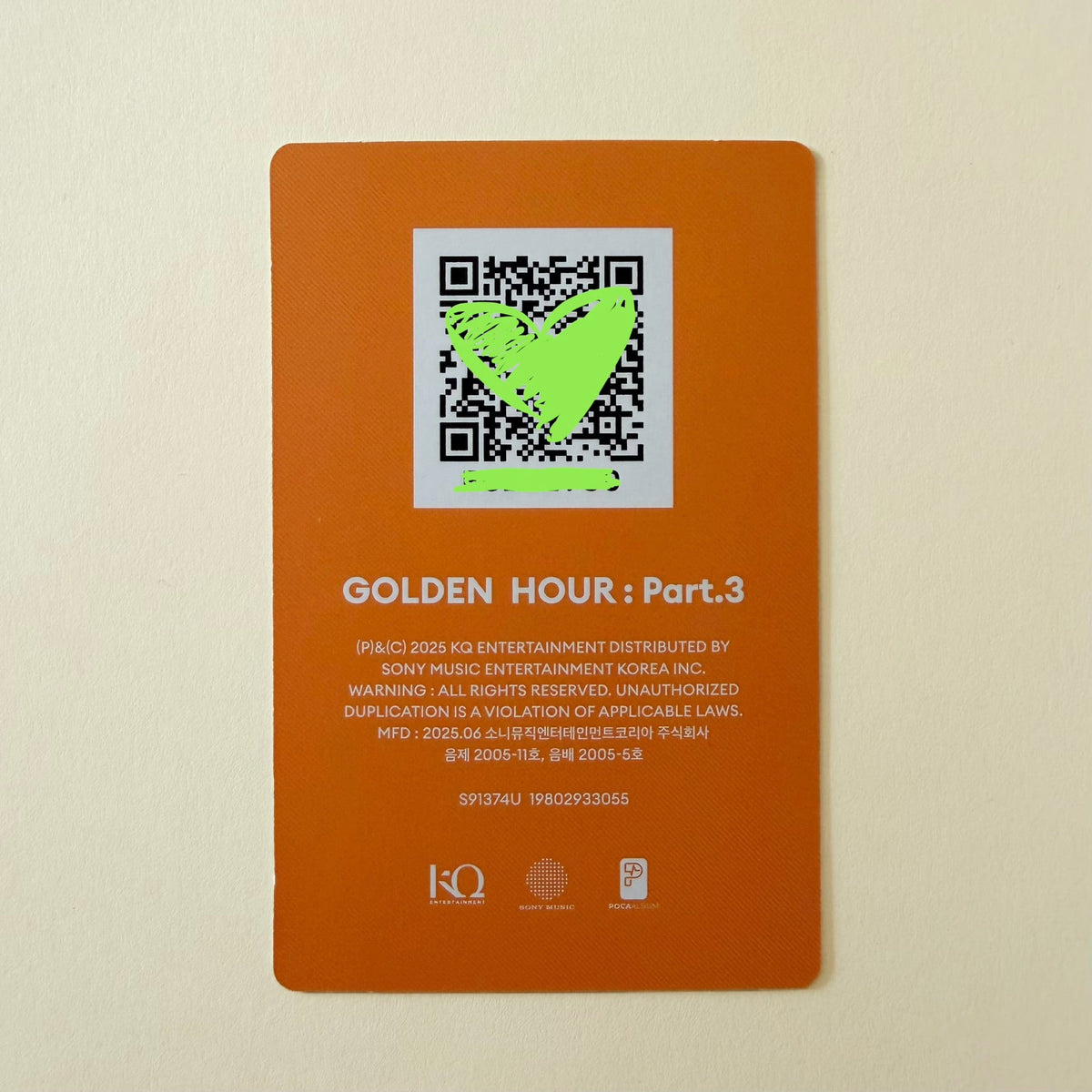 ATEEZ Yeosang GOLDEN HOUR : Part.3 Set B Official Album Photocard - Ginger RootPhotocard
