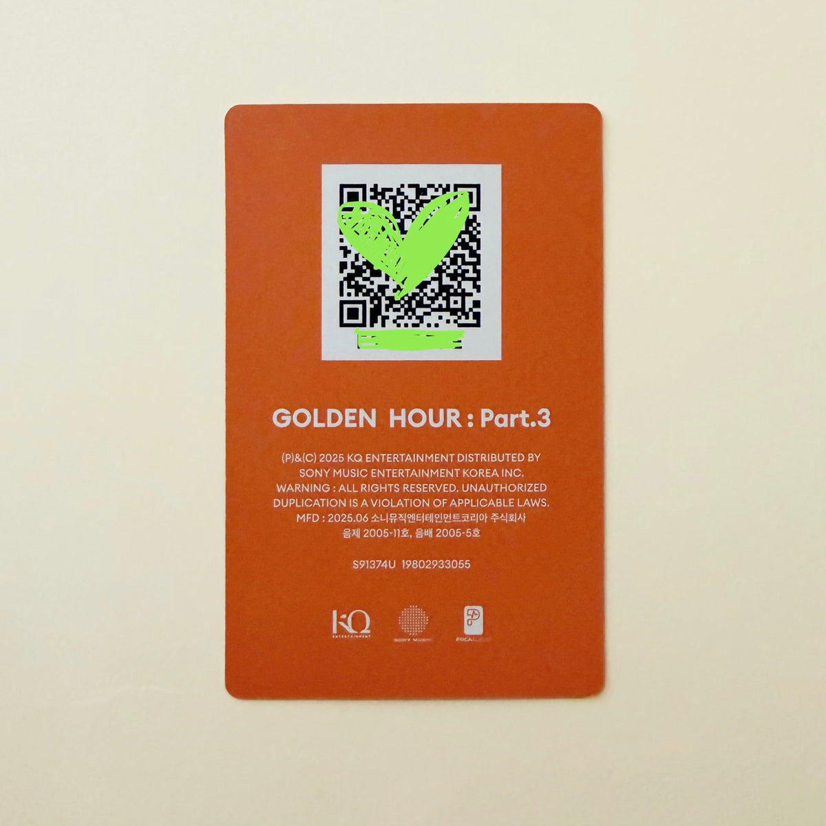 ATEEZ Yunho GOLDEN HOUR : Part.3 QR Album Official Photocard - Ginger RootPhotocard