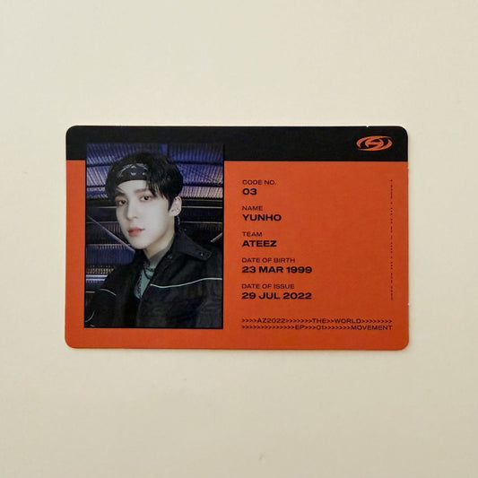 ATEEZ Yunho THE WORLD EP.1 : MOVEMENT Ver. Z ID Official Album Photocard - Ginger RootPhotocard